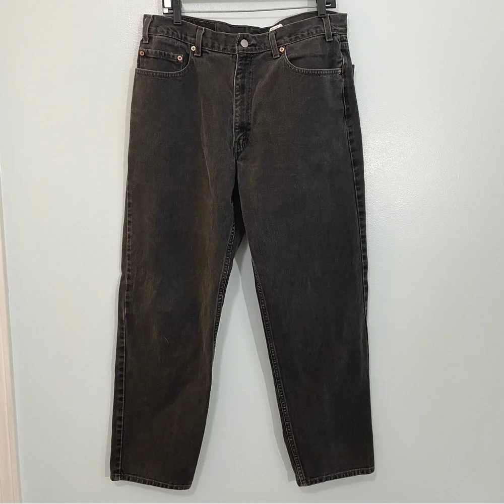 Vintage Men's Levi's 550 Black Relaxed Fit Zip Fly Jeans Work Cotton 90s 36 x 32